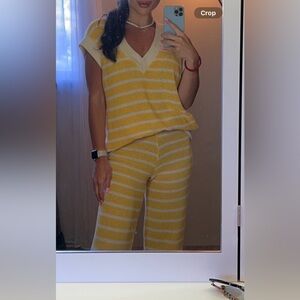 Zara yellow and Cream knitted set